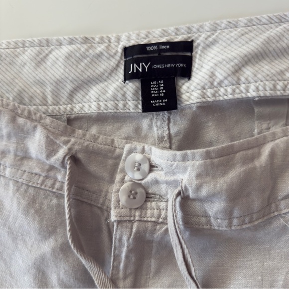 Jones New York 100% Linen Short Beige Pockets Sz 14 - Picture 3 of 7